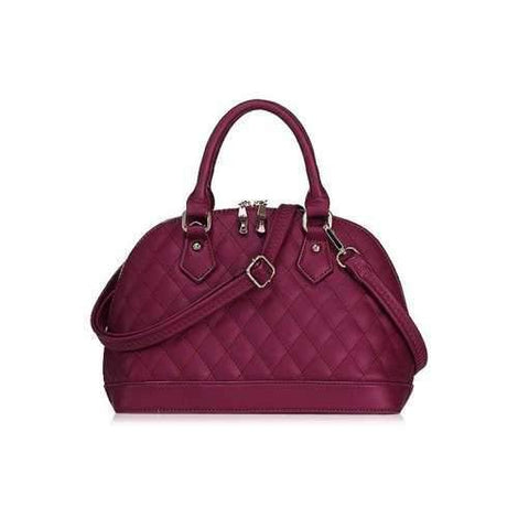 Elegant PU Leather and Checked Design Women's Tote Bag - Wine Red