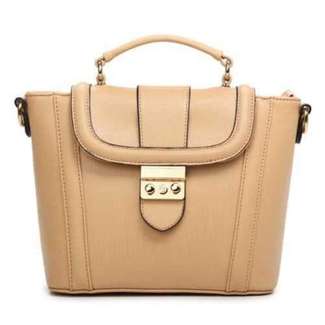Fashionable Solid Color and Metallic Design Women's Tote Bag - Apricot