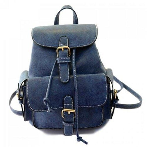 Fashion Solid Color and Buckles Design Women's Satchel - Blue