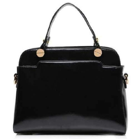Retro Solid Color and PU Leather Design Women's Tote Bag - Black