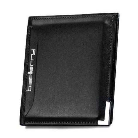 Faux Leather Flap Short Wallet - Black