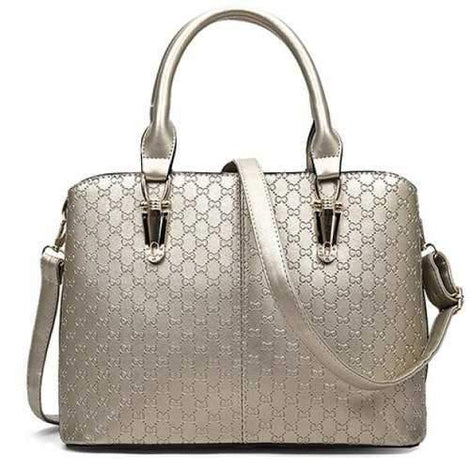 Trendy Embossing and Metallic Design Tote Bag For Women - Golden