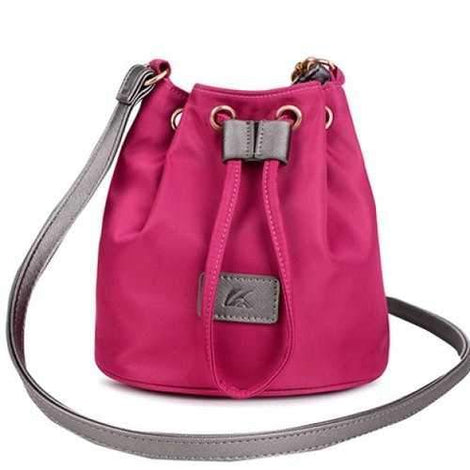 Casual Nylon and String Design Shoulder Bag For Women - Rose Madder