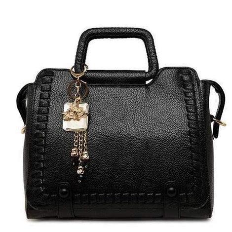 Casual Solid Color and Weaving Design Tote Bag For Women - Black