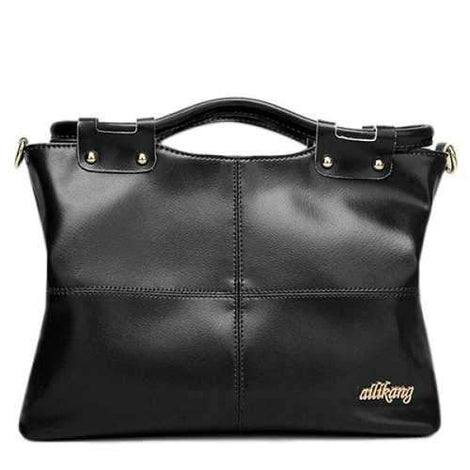 Concise Letter and Stitching Design Tote Bag For Women - Black