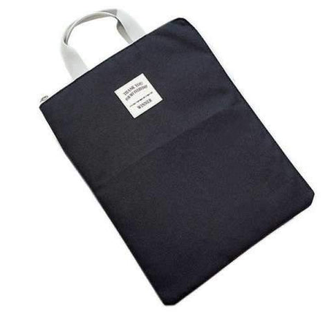 Zip Rectangle Shape Nylon Tote Bag - Black