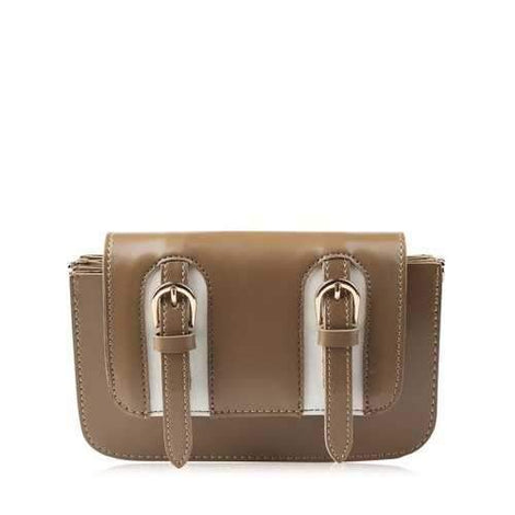 Dual Buckles Cross Body Mini Bag - Brown