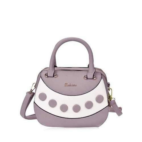 Textured Leather Polka Dot Handbag - Purple