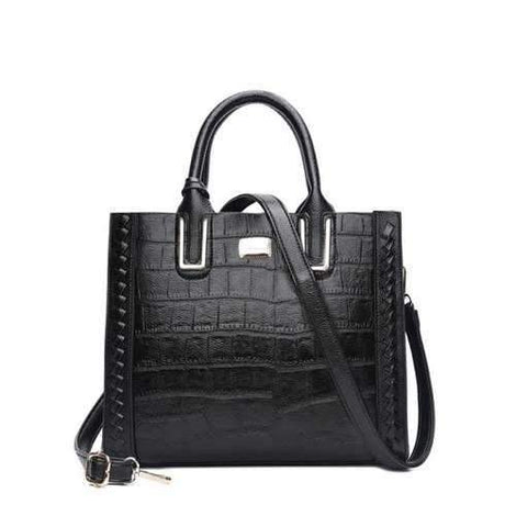 Weave Metal Embellished Tote Bag - Black