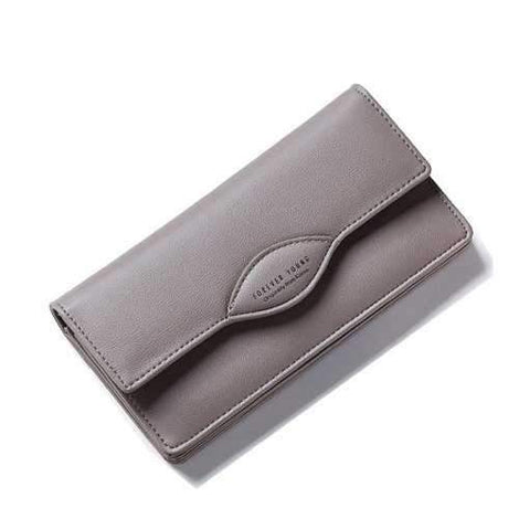 Fashion Women Long Wallets PU Leather High Quality Wallet for Lady - Gray