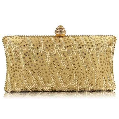 Rhinestone Embellished Evening Bag - Golden