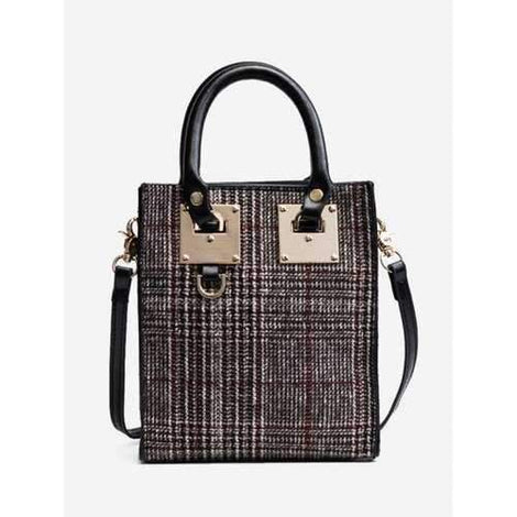 Plaid Metal Handbag - Red