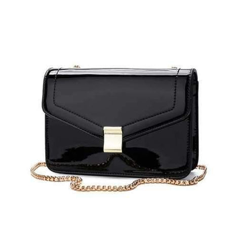 Solid Minimalist Crossbody Bag with Chain - Black