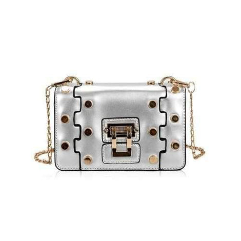 Studded Chain Chic Crossbody Bag - Silver