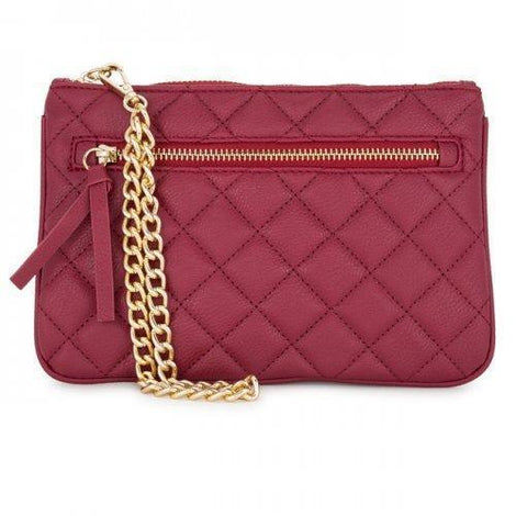 Alexis Red Quilted Faux Leather Clutch With Gold Chain Wristlet (pack of 1 ea)