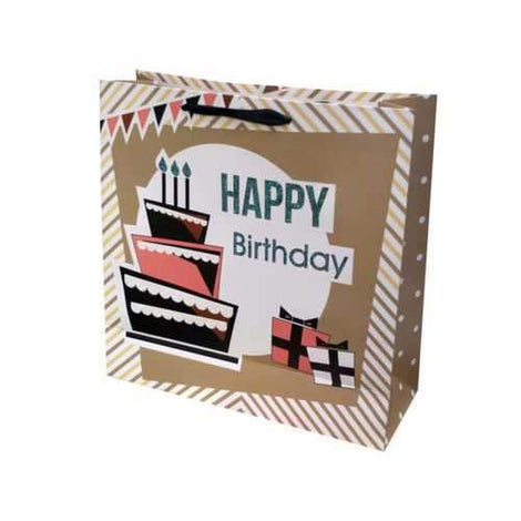 Large Happy Birthday Cake Gift Bag ( Case of 48 )