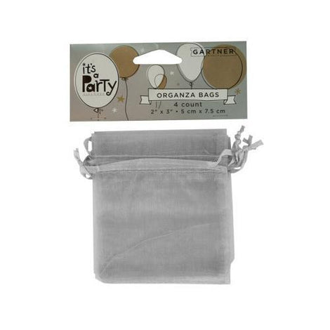 Silver Organza Bags with Ribbon Ties ( Case of 48 )