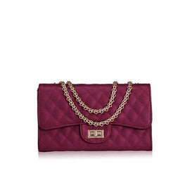 Elegant Chain and Checked Design Women's Shoulder Bag - Wine Red