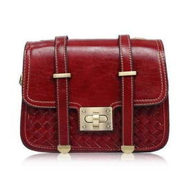Retro Hasp and Weaving Design Women's Shoulder Bag - Red