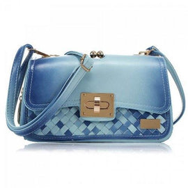 Trendy Metallic and Weaving Design Women's Crossbody Bag - Blue