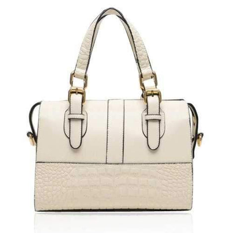 Trendy Splice and Crocodile Print Design Women's Tote Bag - White