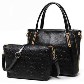 Elegant Metallic and Embossing Design Women's Tote Bag - Black