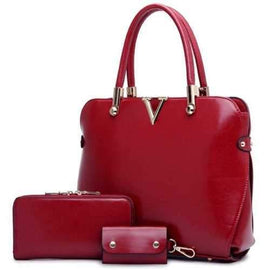 Stylish Solid Color and Letter V Design Women's Tote Bag - Wine Red
