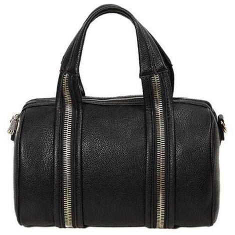 Graceful Solid Color and Zippers Design Women's Tote Bag - Black