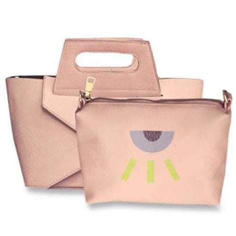 Stylish PU Leather and Zip Design Tote Bag For Women - Pink