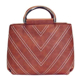Stylish Stitching and PU Leather Design Tote Bag For Women - Brown