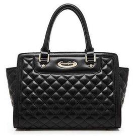 Fashionable Argyle Pattern and Metal Design Tote Bag For Women - Black