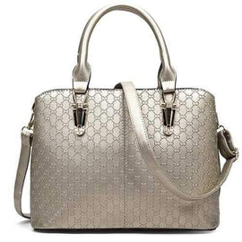 Trendy Embossing and Metallic Design Tote Bag For Women - Golden