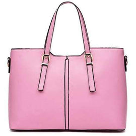 Concise Solid Color and Buckles Design Tote Bag For Women - Pink