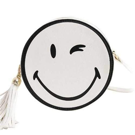 Cute Tassels and Smile Pattern Design Crossbody Bag For Women - White