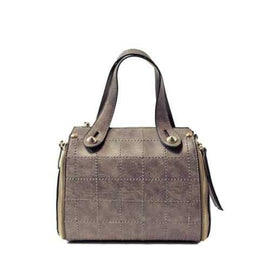 Fashionable Stitching and PU Leather Design Tote Bag For Women - Gray