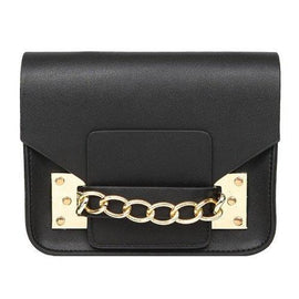 Casual Solid Color and Metal Design Crossbody Bag For Women - Black