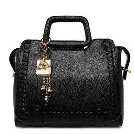 Casual Solid Color and Weaving Design Tote Bag For Women - Black