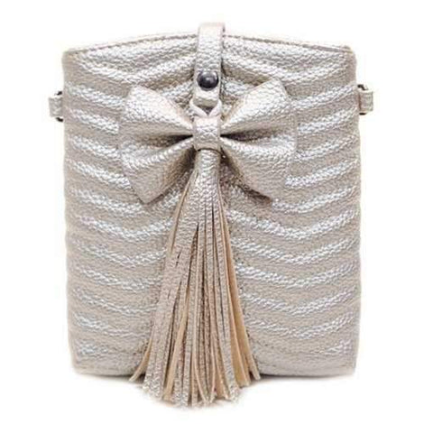 Stylish Bow and Tassels Design Crossbody Bag For Women - Golden