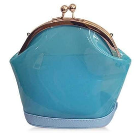 Stylish Kiss Lock and Transparent Design Crossbody Bag For Women - Blue
