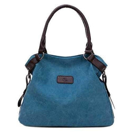 Vintage Zip and Canvas Design Tote Bag For Women - Blue