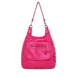 Casual Zip and PU Leather Design Shoulder Bag For Women - Rose Madder