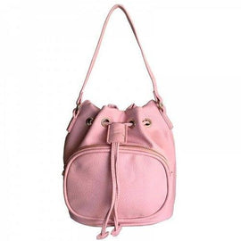 Stylish PU Leather and Drawstring Design Shoulder Bag For Women - Pink