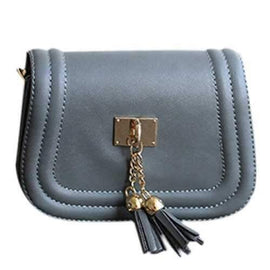 Vintage Cover and Tassel Design Crossbody Bag For Women - Gray