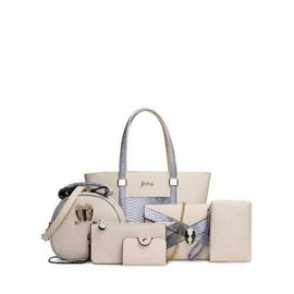 PU Leather Embossing Metal Shoulder Bag - Off-white