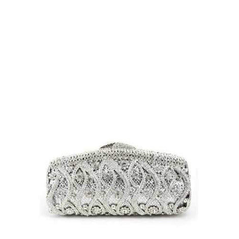 Bling Hollow Out Rhinestone Evening Clutch - Silver