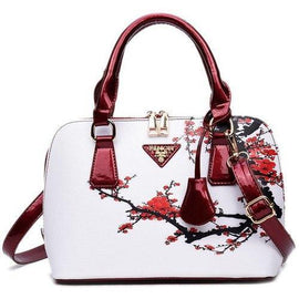 Floral Printed Handbag - Red