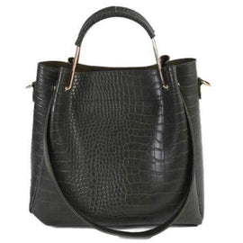 Embossed Dark Colour Metal Tote Bag - Army Green