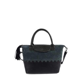 Suede Panel Zig Zag Tassel Handbag - Green