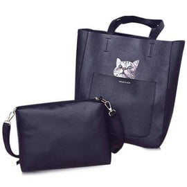 Open Faux Leather Tote Bag - Black
