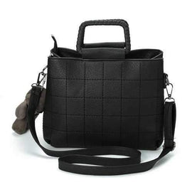 Guapabien Brief Plaid Solid Color Women Tote Bag - Black